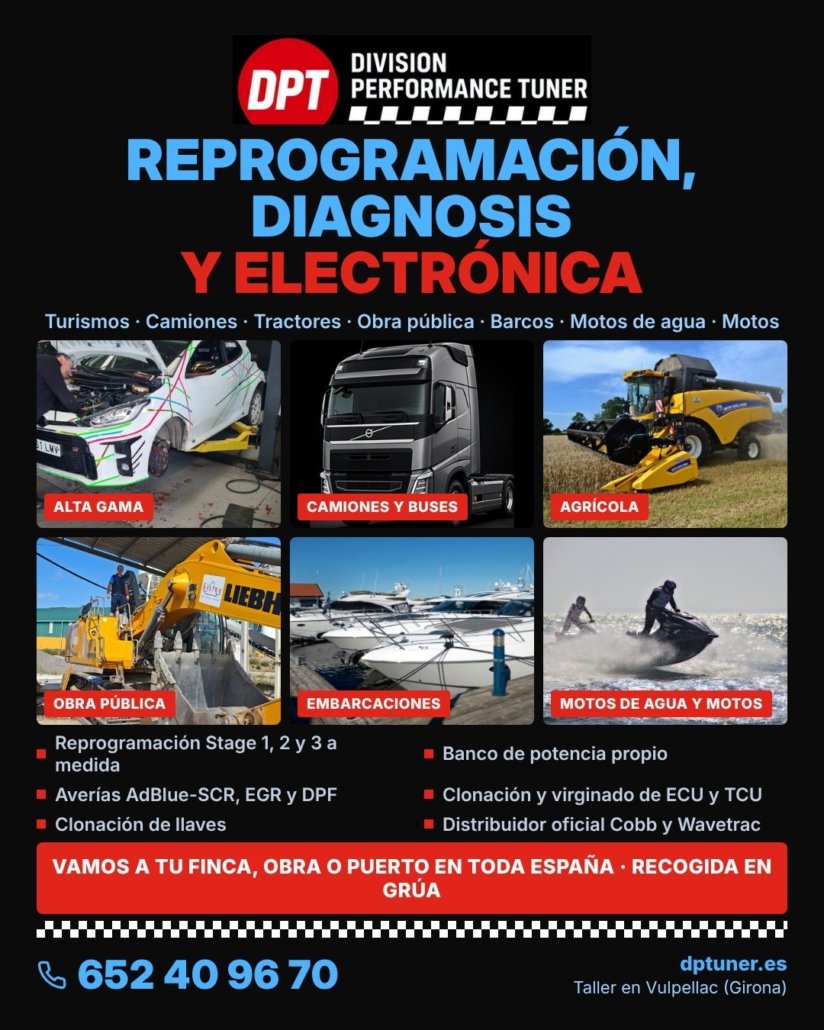 DPT: reprogramación, diagnosis y electrónica para turismos, camiones, tractores, obra pública, barcos y motos de agua